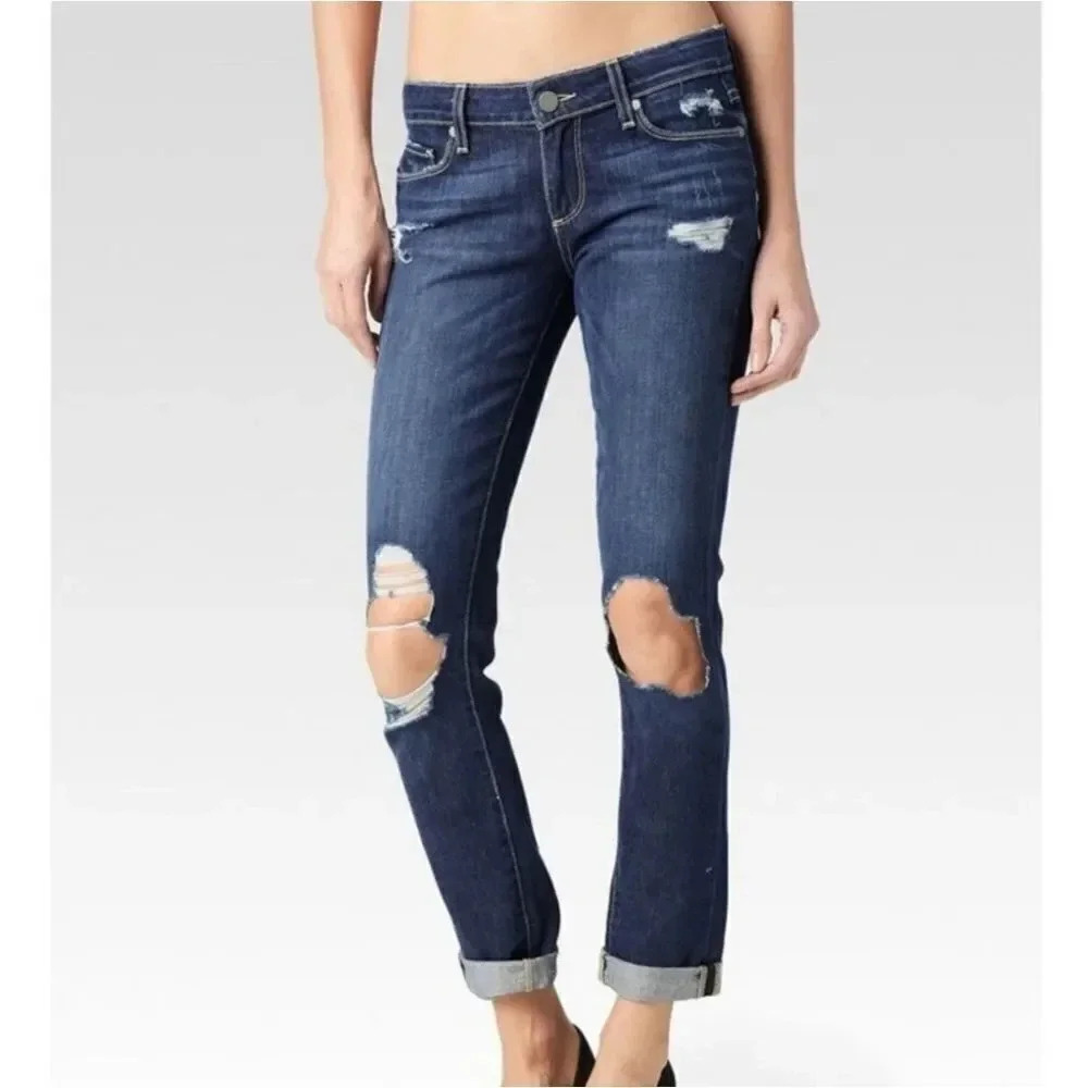 Paige Jimmy Jimmy Skinny Dark Destructed Jeans Size 28